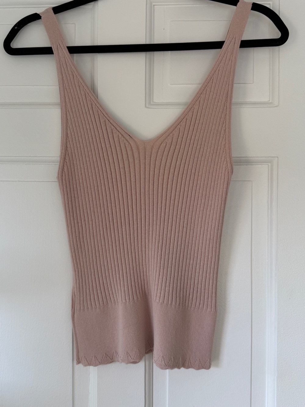 Express Ribbed Button-Front Tank Top in Blush - Picture 2 of 3